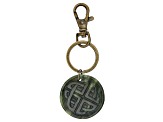 Carved Connemara Marble Antiqued Gold Tone Key Chain