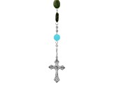 Connemara Marble & Aquamarine Silver Tone Rosary