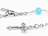 Connemara Marble & Aquamarine Silver Tone Rosary