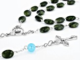 Connemara Marble & Aquamarine Silver Tone Rosary