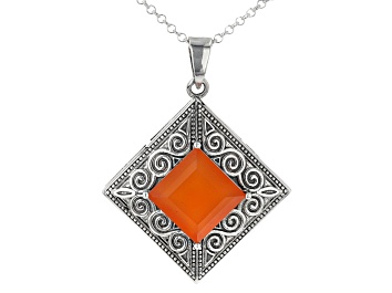 Picture of Orange Carnelian Sterling Silver Pendant With Chain