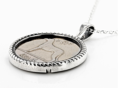 Sixpence Irish Wolf Hound Sterling Silver Pendant With Chain