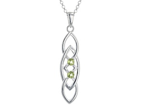 Peridot Forever Knot Sterling Silver Pendant With Chain 0.13ctw
