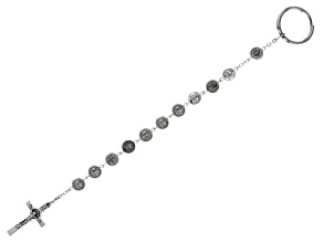 Silver Tone Brass Saint Rosary Key-chain