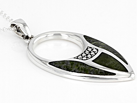 Green Connemara Marble Sterling Silver Pendant