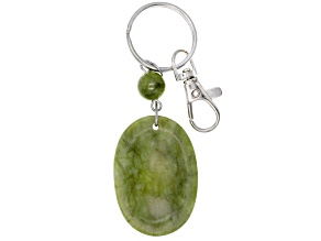 50x35mm Connemara Marble Worry Stone Silver-Tone Key Chain 13mm