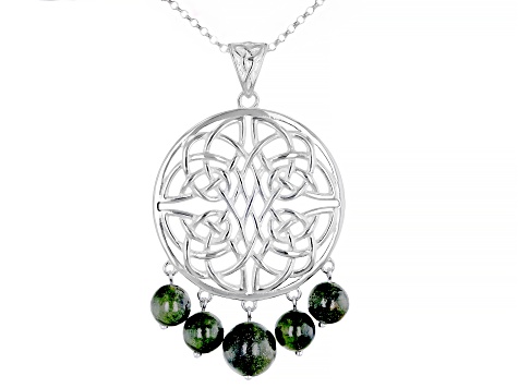 Connemara Marble Sterling Silver Celtic Knot Pendant With Chain