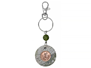 Connemara Marble Silver-Tone Over Brass Lucky Penny Key Chain