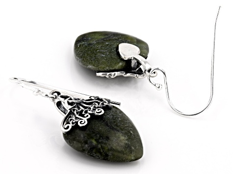 Connemara Marble Sterling Silver Trinity Knot Heart Earrings