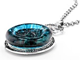 Blue Crystal Silver-Tone Trinity Pendant With Chain