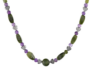 6mm Amethyst and Connemara Marble Silver-Tone  Trinity Knot Necklace