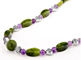 Amethyst and Connemara Marble Silver-Tone  Necklace