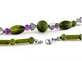 Amethyst and Connemara Marble Silver-Tone Necklace