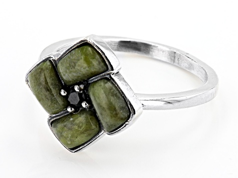 Connemara Marble With Black Spinel Sterling Silver Ring