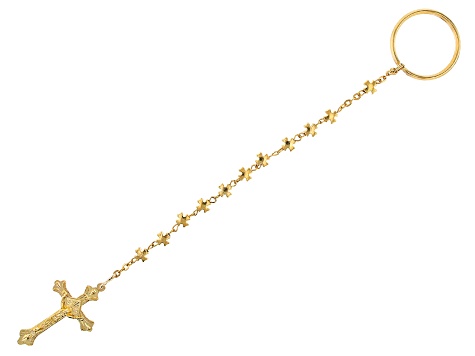 Gold-Tone Cross Rosary Key-Chain