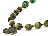 Connemara Marble With Green Crystal Antiqued-Tone Necklace