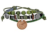 Green Connemara Marble Leather & Silver Tone Lucky Penny Bracelet