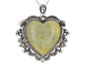 Green Heart Shaped Connemara Marble Silver Tone Pendant