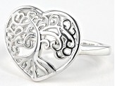 Silver Tone Heart Shaped Tree Of Life Ring.