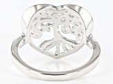 Silver Tone Heart Shaped Tree Of Life Ring.