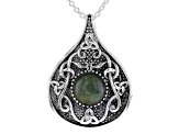 Green Connemara Marble Marble Silver Tone Pendant