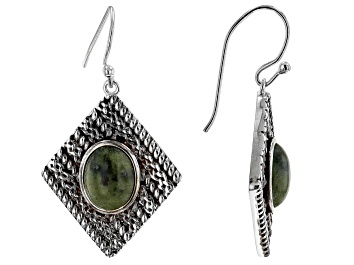 Picture of Green Connemara Marble Silver Tone Earrings
