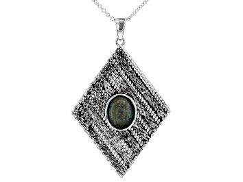 Picture of Green Connemara Marble Silver Tone Pendant With Chain
