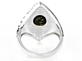 Green Connemara Marble Silver Tone Ring 9x8mm