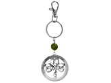 Green Connemara Marble Silver Tone Shamrock Key Chain