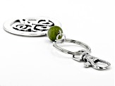 Green Connemara Marble Silver Tone Shamrock Key Chain