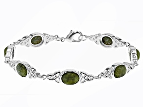 Green Connemara Marble Silver Tone Trinity Knot Bracelet