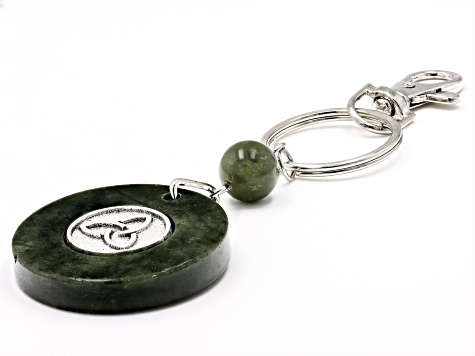 Green Connemara Marble Silver Tone Key Chain