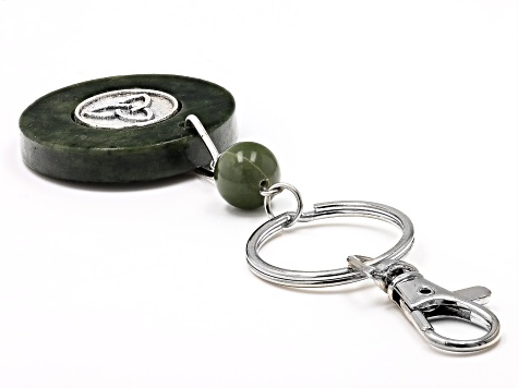 Green Connemara Marble Silver Tone Key Chain