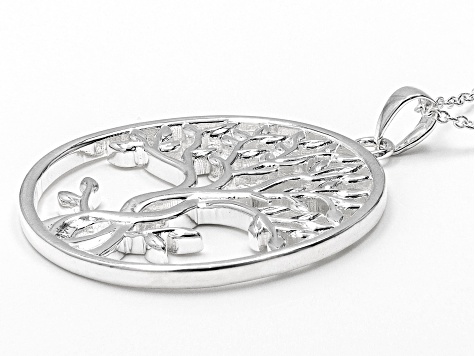 Silver Tone Tree Of Life Pendant With Chain