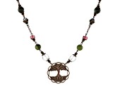 Green Connemara Marble & Crystal Antique Tone Tree Of Life Necklace