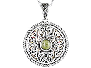Green Connemara Marble Silver Tone Pendant With Chain