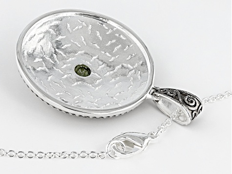 Green Connemara Marble Silver Tone Pendant With Chain