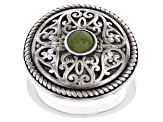 Green Connemara Marble Silver Tone Viking Ring