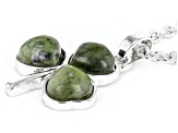 Green Connemara Marble Silver Tone Shamrock Pendant With Chain