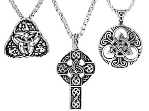 Stainless Steel Set of 3 Viking Necklaces
