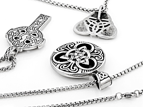 Stainless Steel Set of 3 Viking Necklaces
