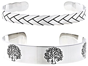 Set of Silver Tone Cuff Bracelets