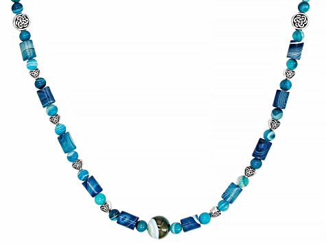 Blue Agate Stainless Steel Necklace
