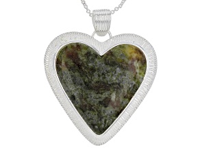 Connemara Marble Silver Tone Heart Pendant  With Chain