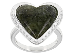 Connemara Marble Silver Tone Heart Ring