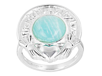 Picture of Green Amazonite Sterling Silver Claddagh Ring