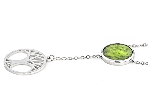 Green Connemara Marble Stainless Steel Tree Of Life Necklace
