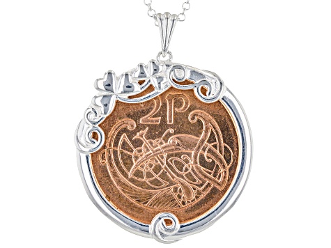 Sterling Silver 2P Coin Pendant With 18" Chain