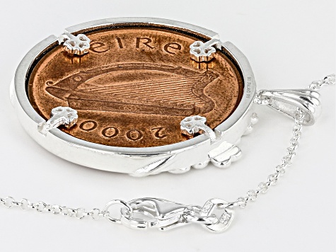 Sterling Silver 2P Coin Pendant With 24" Chain