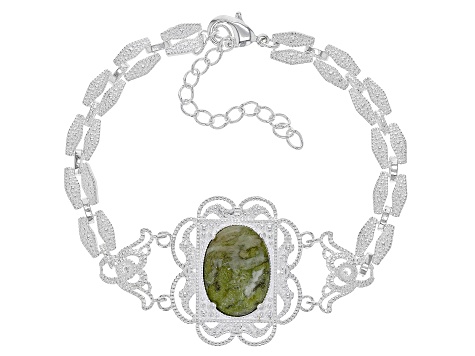 Connemara Marble & Cubic Zirconia Silver Tone Castletown Bracelet